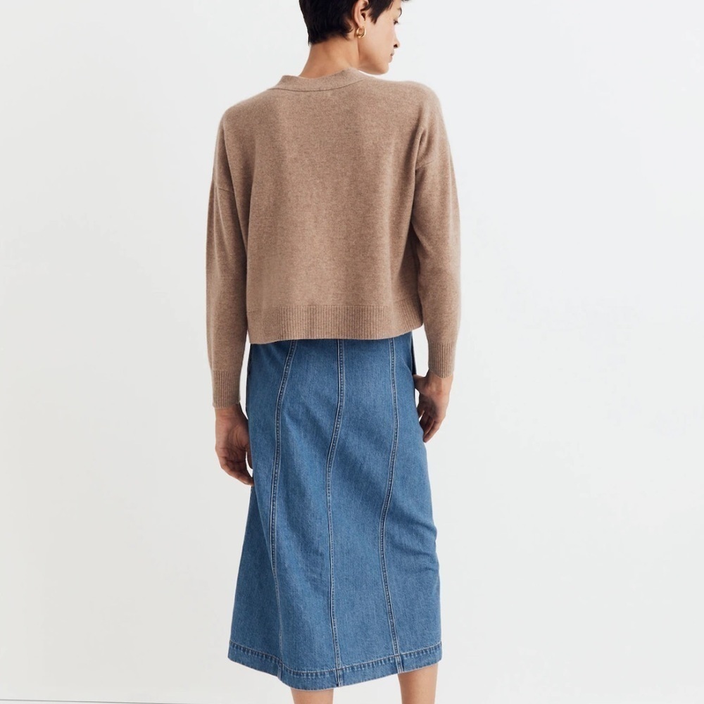 Madewell cashmere Tan Cardigan with pockets. - Picture 3 of 5
